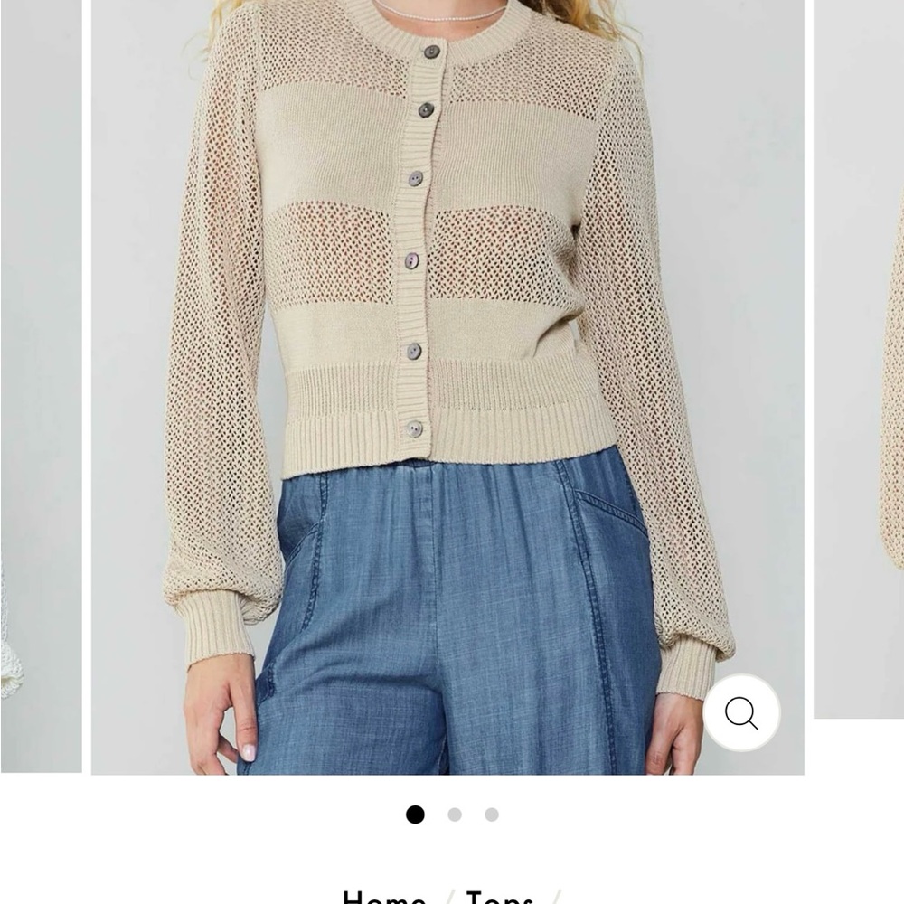 Current Air Ginny Crochet Long Sleeve Cardigan Sweater